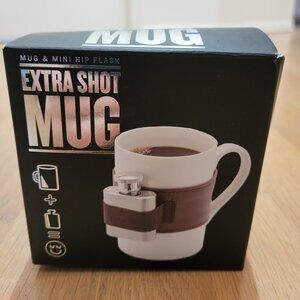 Mug and Mini Hip Mug & Flask Combo Ceramic Stainless Steel "Extra Shot" Set NEW